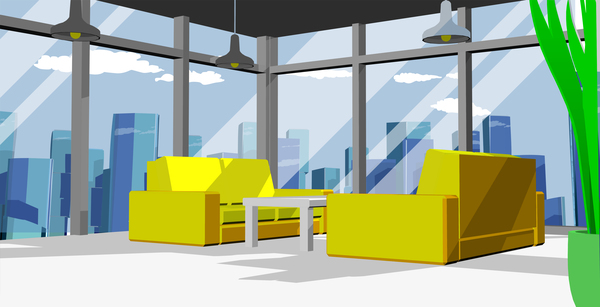 600x307 Yellow Sofa With Modern Office Vector Free Download
