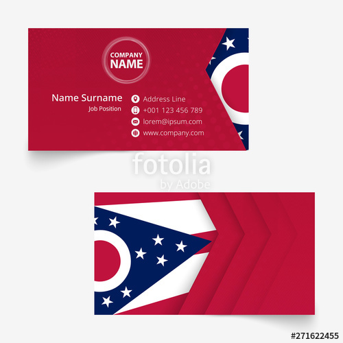 500x500 Ohio Flag Business Card, Standard Size