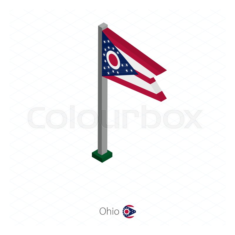 800x800 Ohio Us State Flag On Flagpole In Stock Vector Colourbox