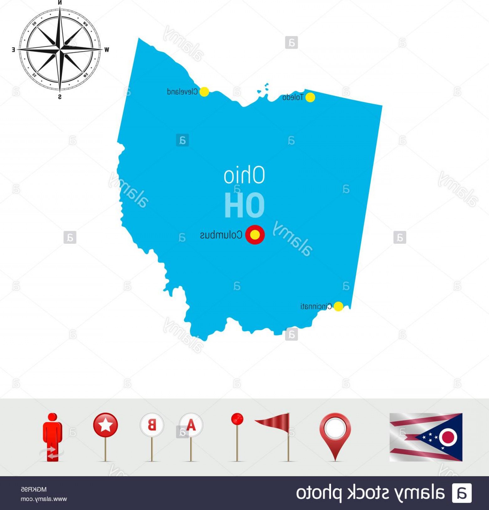 1560x1629 Ohio Vector Map Isolated On White Background High Detailed