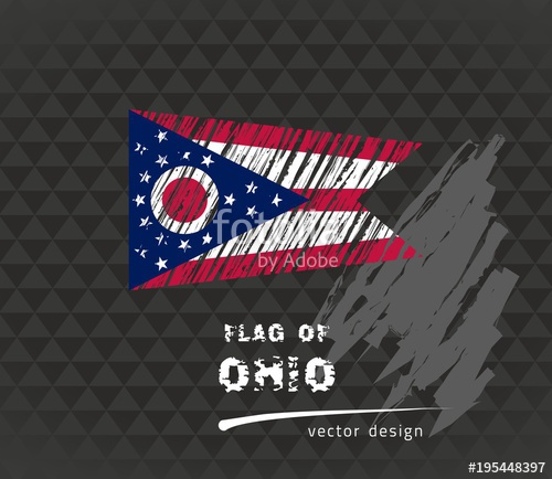 500x434 Ohio Flag, Vector Sketch Hand Drawn Illustration On Dark Grunge