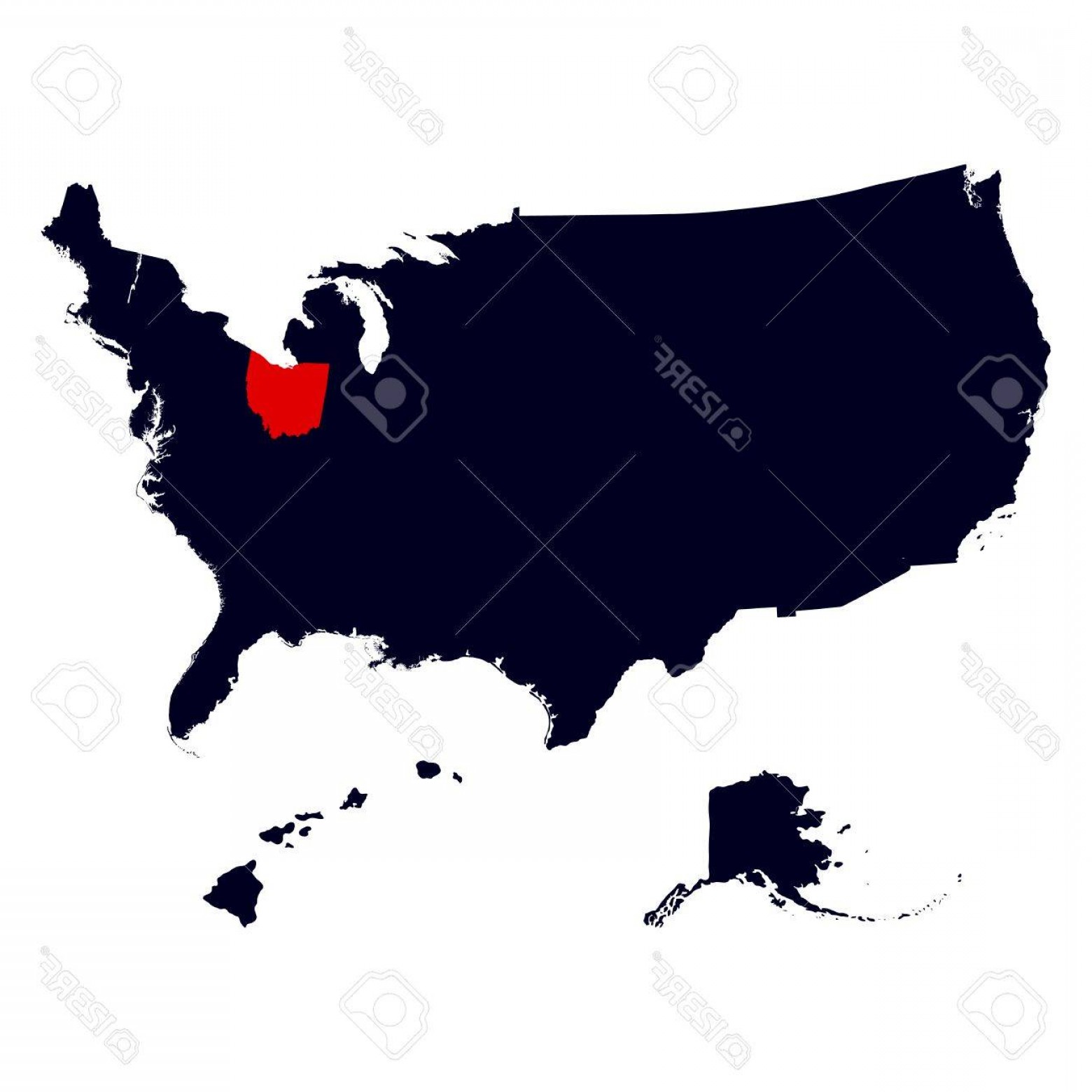 1560x1560 Photostock Vector Ohio State In The United States Map Vector