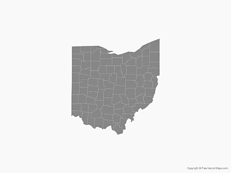 460x345 Vector Map Of Ohio With Counties