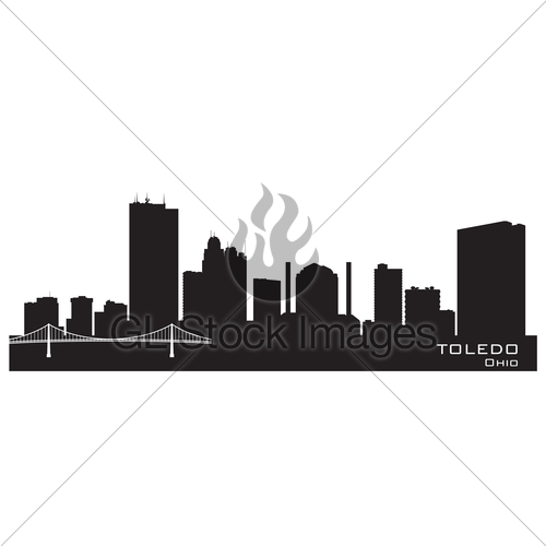 500x500 Toledo Ohio City Skyline Vector Silhouette Gl Stock Images
