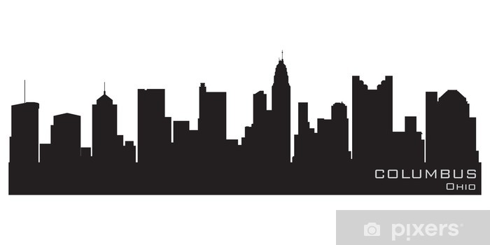 700x350 Columbus, Ohio Skyline Detailed Vector Silhouette Wall Mural