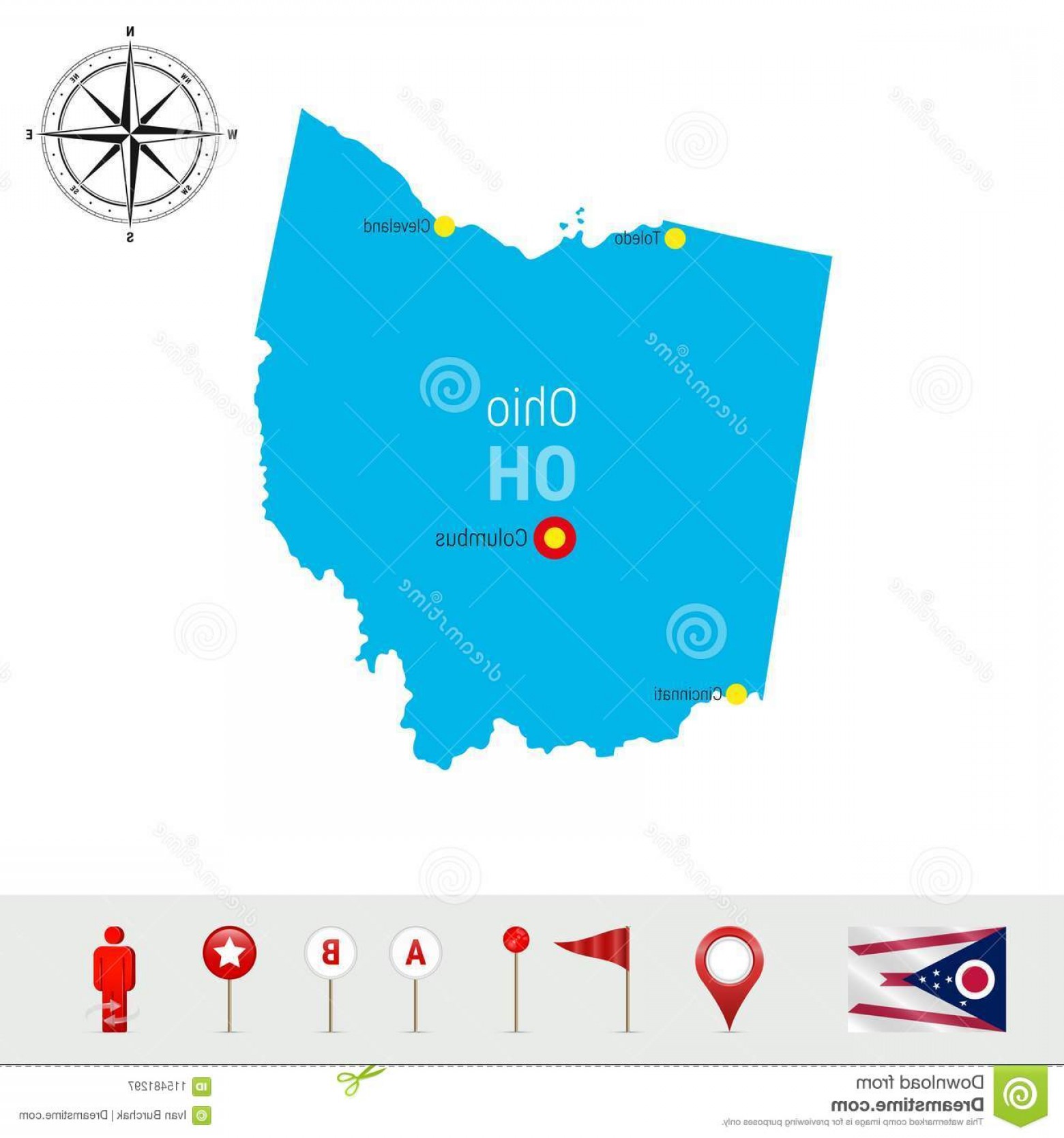 1560x1668 Ohio Vector Map Isolated White Background High Detailed Silhouette