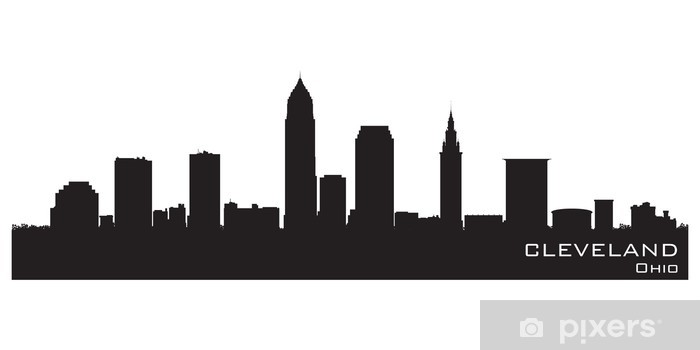 700x350 Cleveland, Ohio Skyline Detailed Vector Silhouette Wall Mural