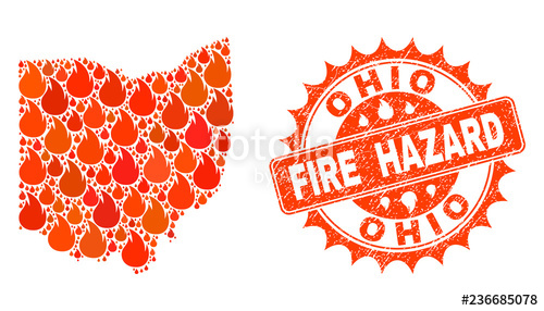 500x286 Fire Hazard Collage Of Map Of Ohio State Burning And Scratched