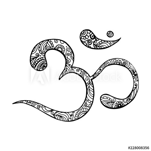 500x500 Hand Drawn Ohm Symbol, Indian Diwali Spiritual Sign Om With High
