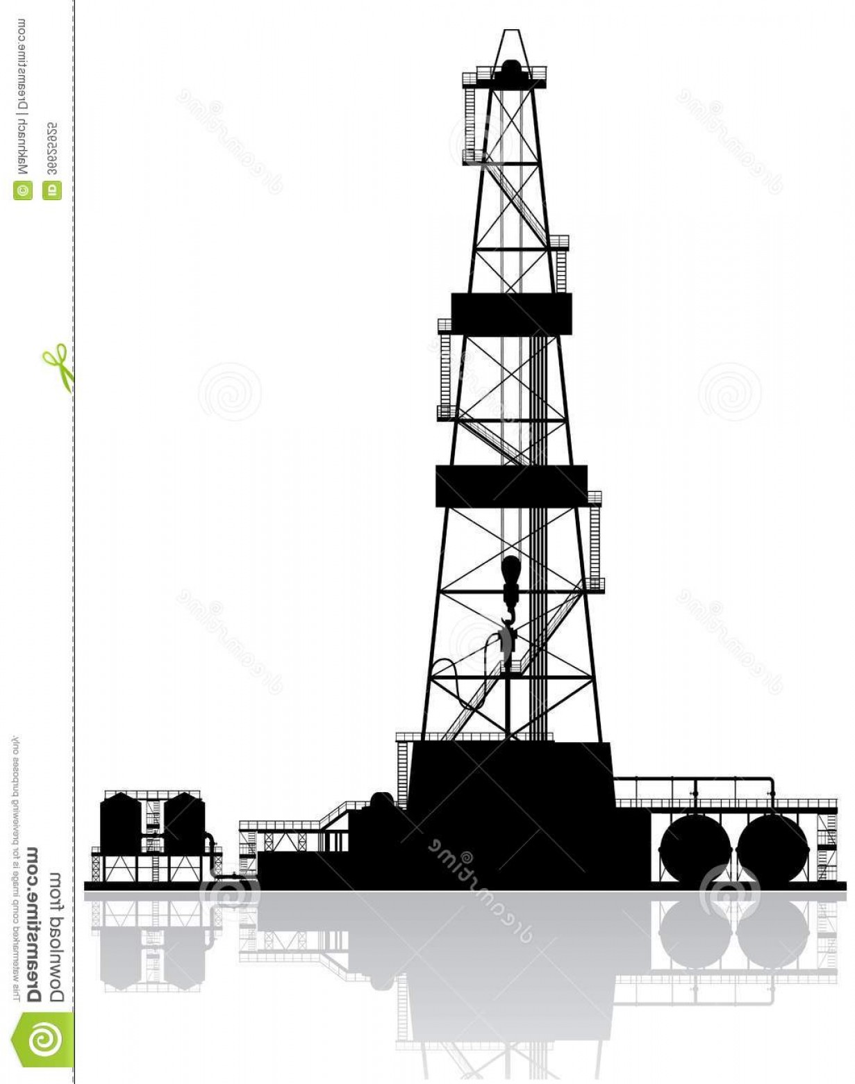 1231x1560 Royalty Free Stock Photo Oil Rig Silhouette Detailed Vector