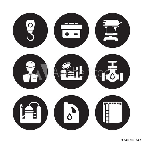 Vector Icon Set Hook Crane, Industrial Battery, Refinery 500x500 Vector Icon Set Hook Crane, Industrial Battery, Refinery