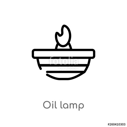 500x500 Outline Oil Lamp Vector Icon Isolated Black Simple Line Element
