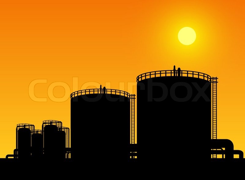 800x587 Oil Tank Storage In Oil Refinery Stock Vector Colourbox