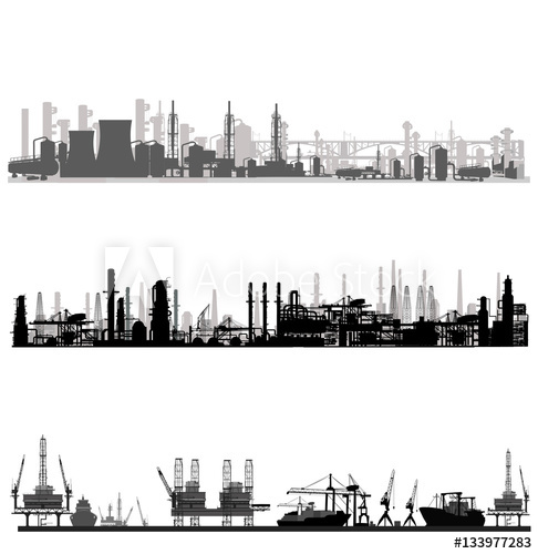 486x500 Vector Illustration Silhouette Of An Oil Refinery