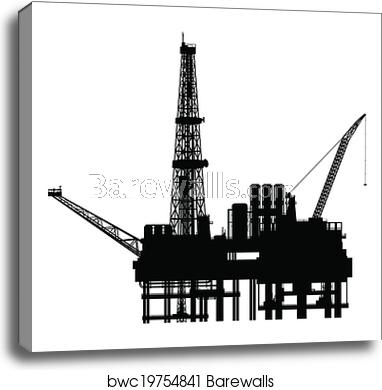 382x390 Silhouette Of Oil Platform, Vector, Canvas Print Barewalls