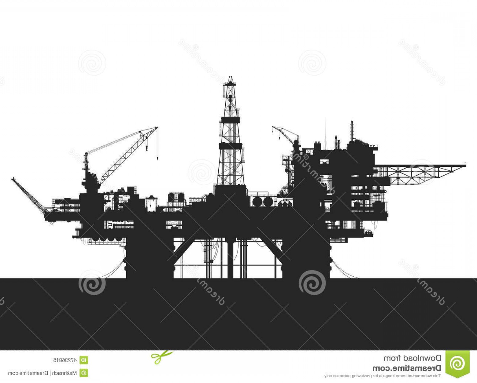 1560x1254 Stock Illustration Sea Oil Rig Oil Platform Sea Detailed Vector