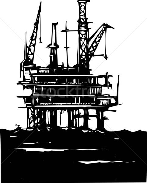 483x600 Offshore Oil Rig Vector Illustration Jeffrey Thompson