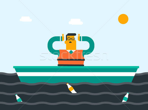 Caucasian White Scientist Floating In Oil Spill Vector 600x449 Caucasian White Scientist Floating In Oil Spill Vector