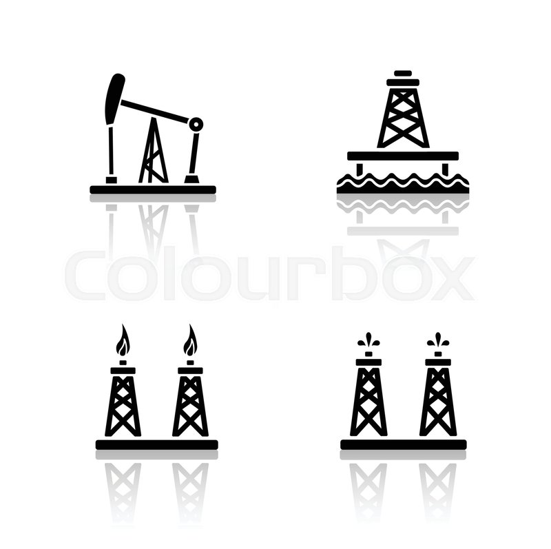 800x797 Oil Platforms Drop Shadow Icons Set Stock Vector Colourbox