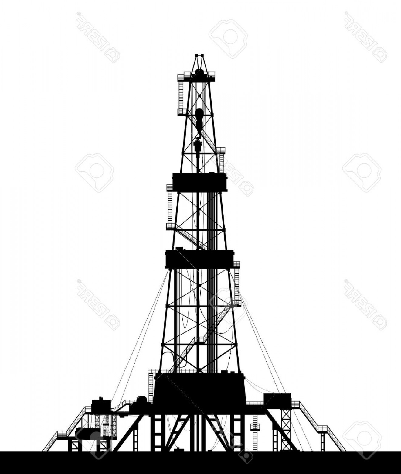 1321x1560 Photostock Vector Oil Rig Silhouette Detailed Vector Illustration