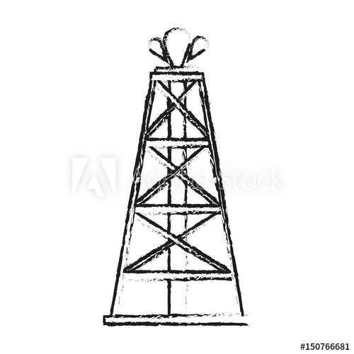 500x500 Blurred Silhouette Cartoon Oil Crude Tower Vector Illustration