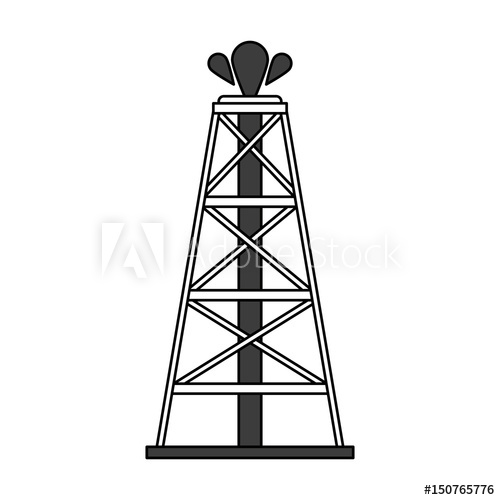 500x500 Color Silhouette Cartoon Oil Crude Tower Vector Illustration