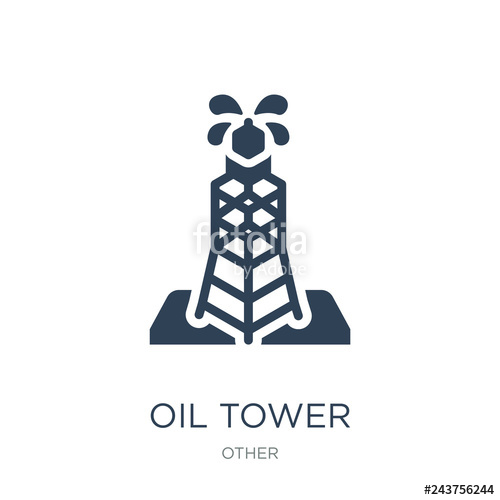 500x500 Oil Tower Icon Vector On White Background, Oil Tower Trendy Fill