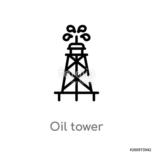 500x500 Outline Oil Tower Vector Icon Isolated Black Simple Line Element
