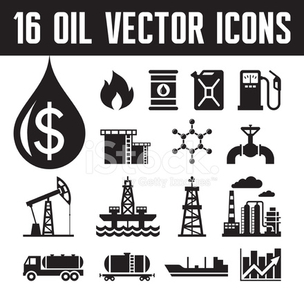 440x440 Oil Industry Vector Icons Set Stock Vector