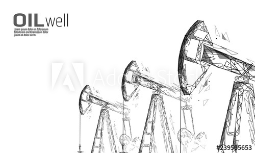 500x300 Oil Well Rig Juck Low Poly Business Concept Finance Economy