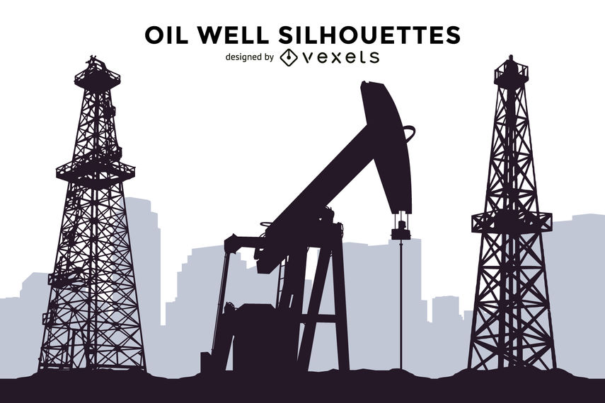 855x570 Oil Well Silhouettes Set
