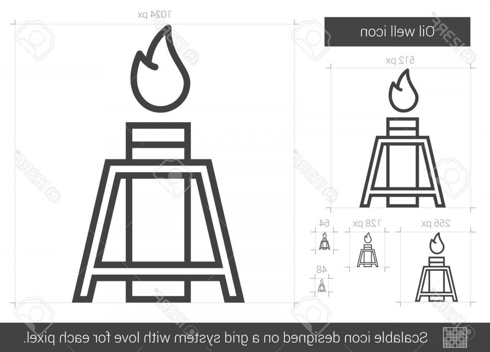 1560x1123 Photostock Vector Oil Well Vector Line Icon Isolated On White