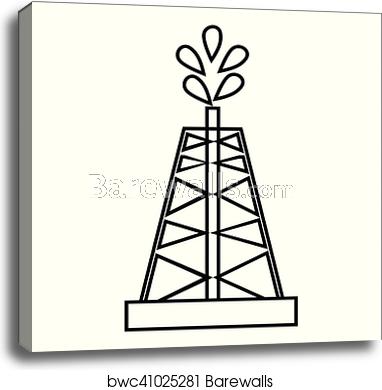 382x390 Drilling Of Oil Well Icon, Outline Style, Canvas Print Barewalls