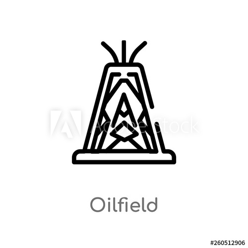 500x500 Outline Oilfield Vector Icon Isolated Black Simple Line Element