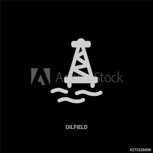 500x500 White Oilfield Vector Icon On Black Background Modern Flat