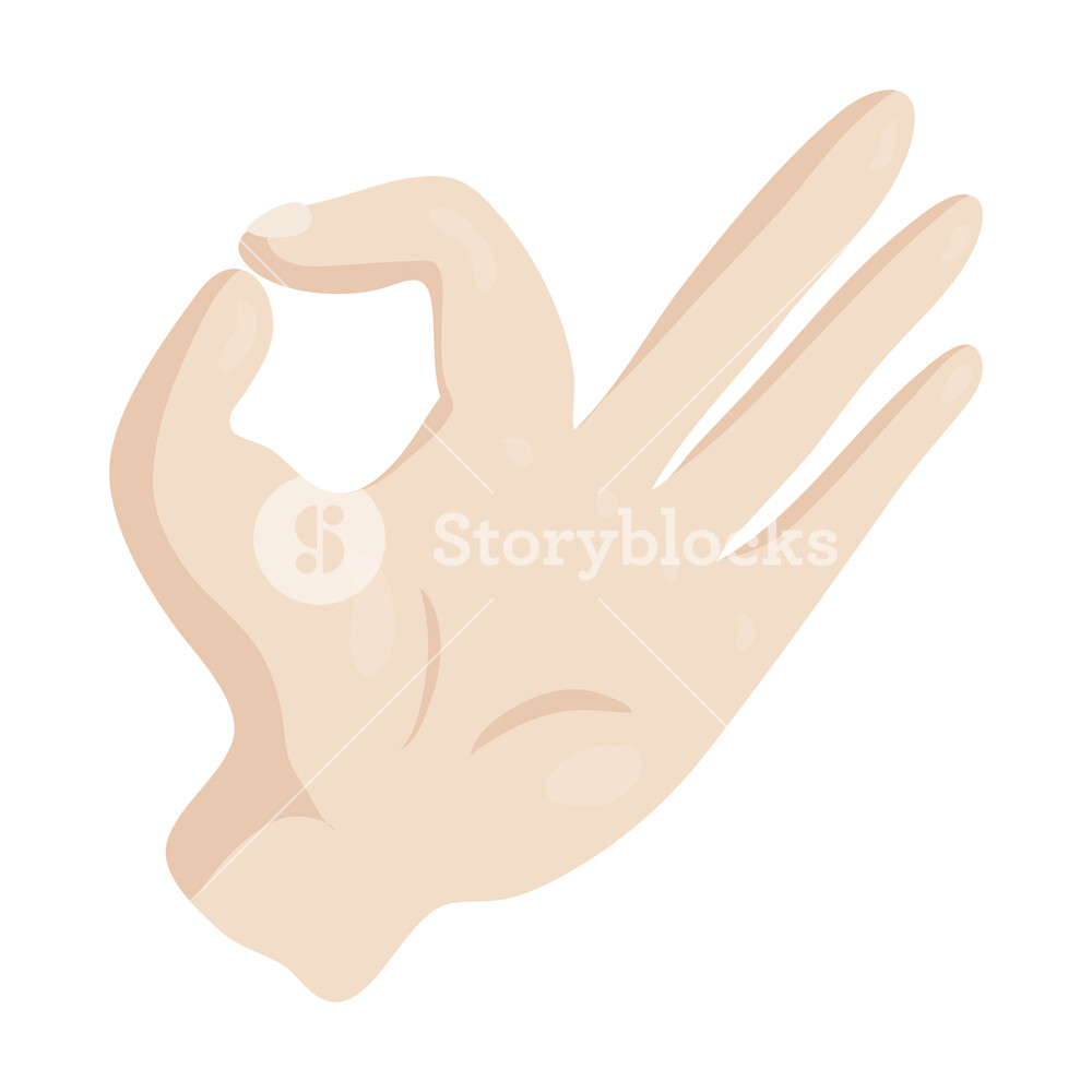 1000x1000 Ok Hand Sign Icon In Cartoon Style Isolated On White Background