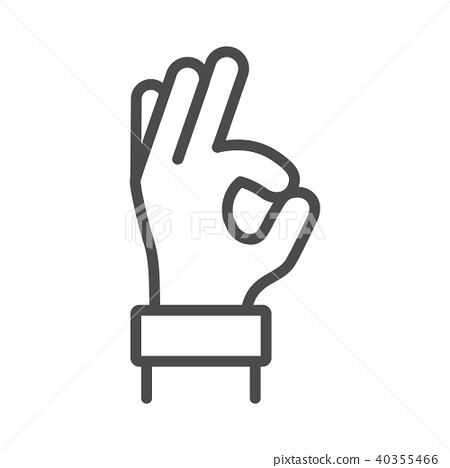 450x468 Okay Hand Outline Line Icon, Vector Ok Symbol