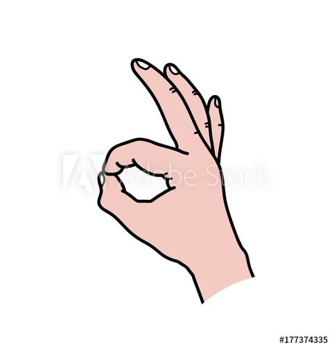 479x500 Ok Hand Gesture Vector Line Art, A Hand Drawn Vector Cartoon