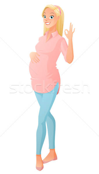 Beautiful Healthy Pregnant Woman Showing Ok Sign Gesture Vector 342x600 Beautiful Healthy Pregnant Woman Showing Ok Sign Gesture Vector