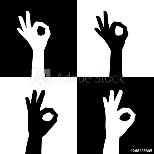 Ok Sign Vector Silhouette Hands Icons In Black And White 500x500 Ok Sign Vector Silhouette Hands Icons In Black And White