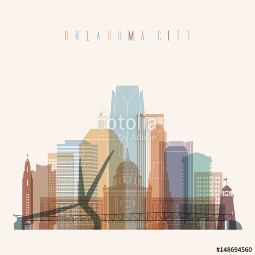 500x500 Oklahoma City Skyline Detailed Silhouette Transparent Style