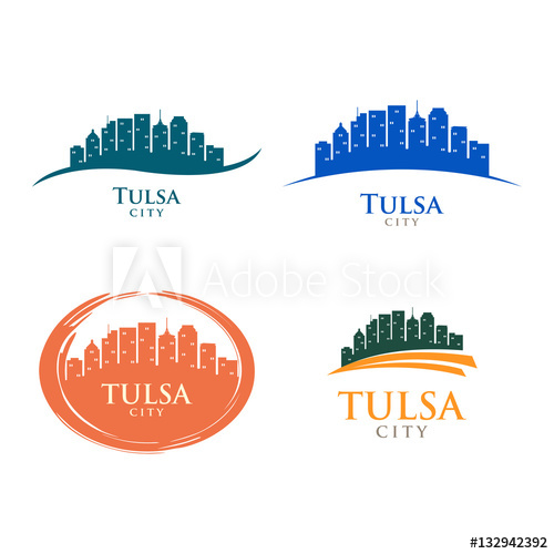 500x500 Tulsa Oklahoma City Skyline Cityscape Landscape Silhouette Logo
