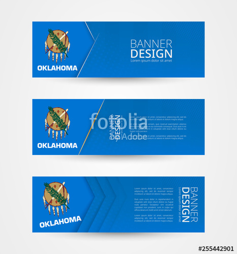 Set Of Three Horizontal Banners With Us State Flag Of Oklahoma 466x500 Set Of Three Horizontal Banners With Us State Flag Of Oklahoma