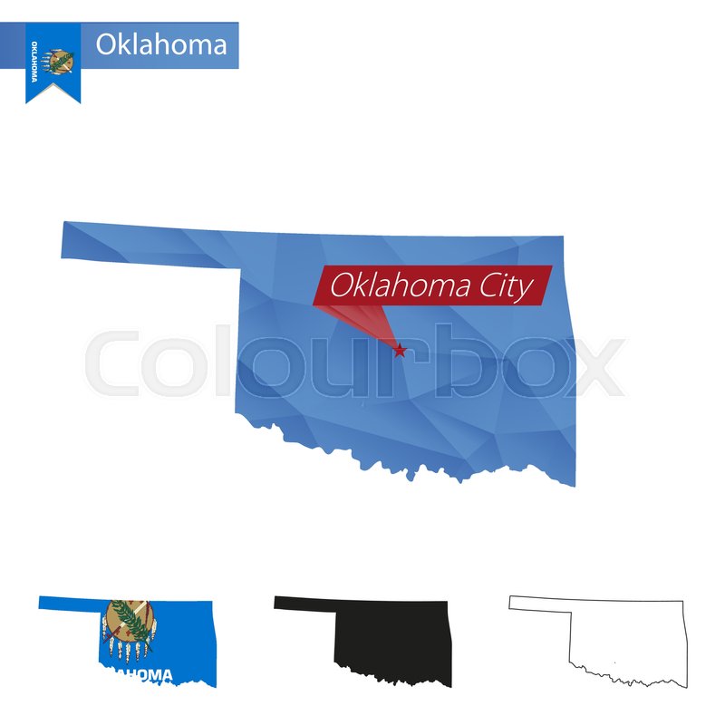 800x800 State Of Oklahoma Blue Low Poly Map Stock Vector Colourbox