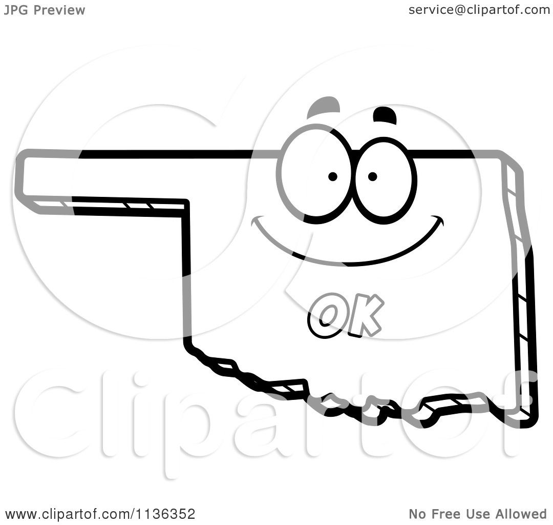 1080x1024 Cartoon Clipart Of An Outlined Happy Oklahoma State Character