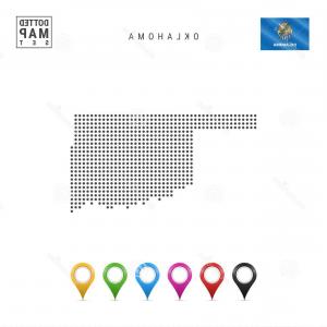 300x300 Stock Illustration Oklahoma Outline Map Flag Usa State Inset Image