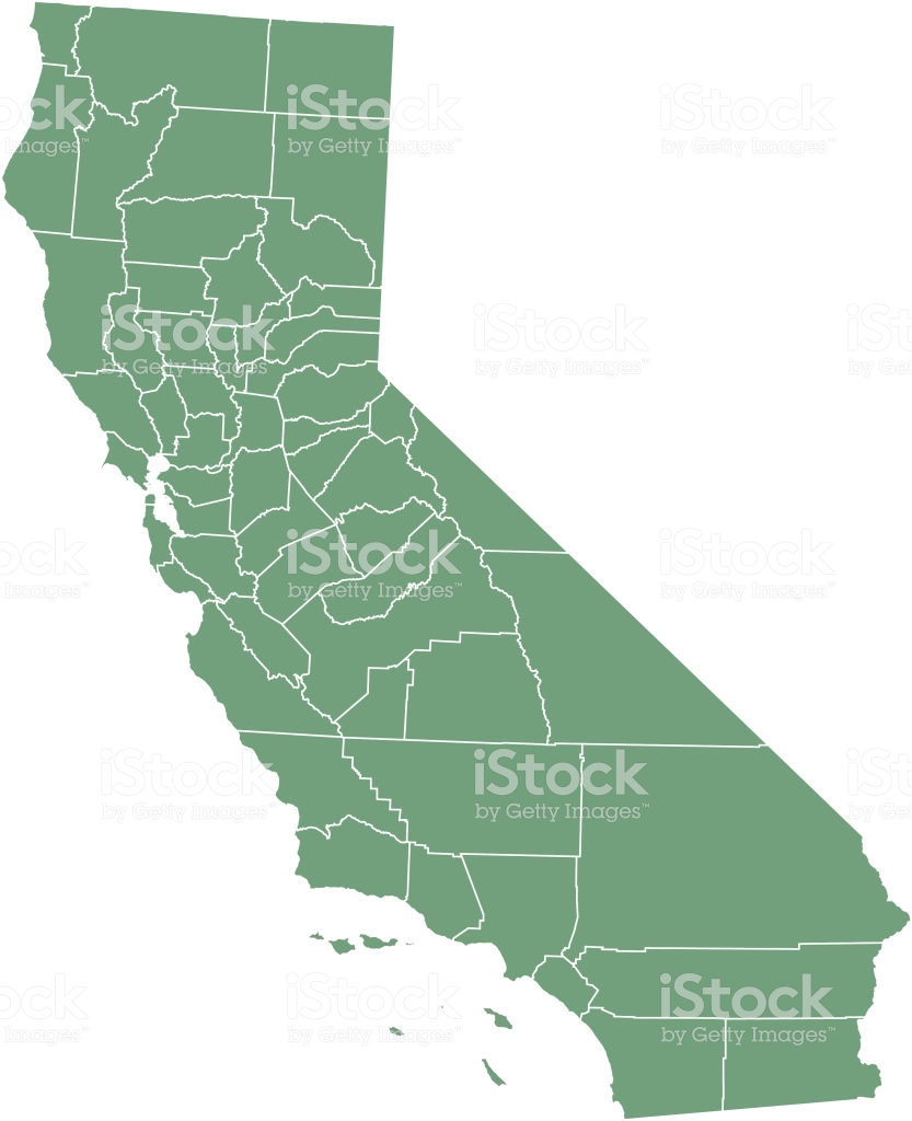 833x1024 Us Map California County Map Vector Outline Illustration Green