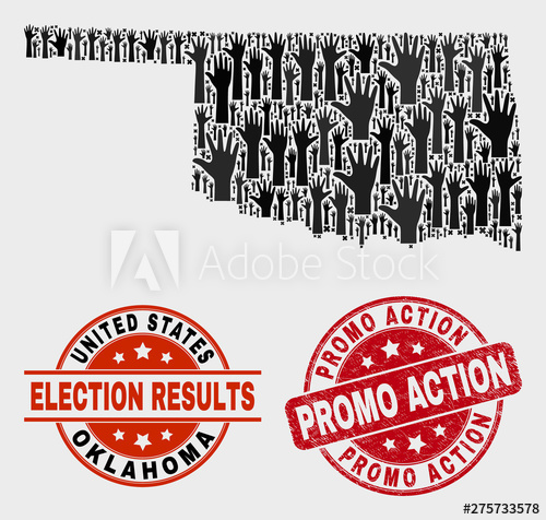 500x476 Political Oklahoma State Map And Seal Stamps Red Rounded Promo