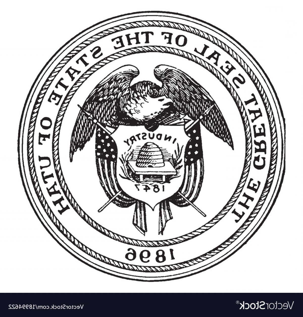 1200x1257 The Great Seal Of The State Of Utah Vintage Vector Geekchicpro