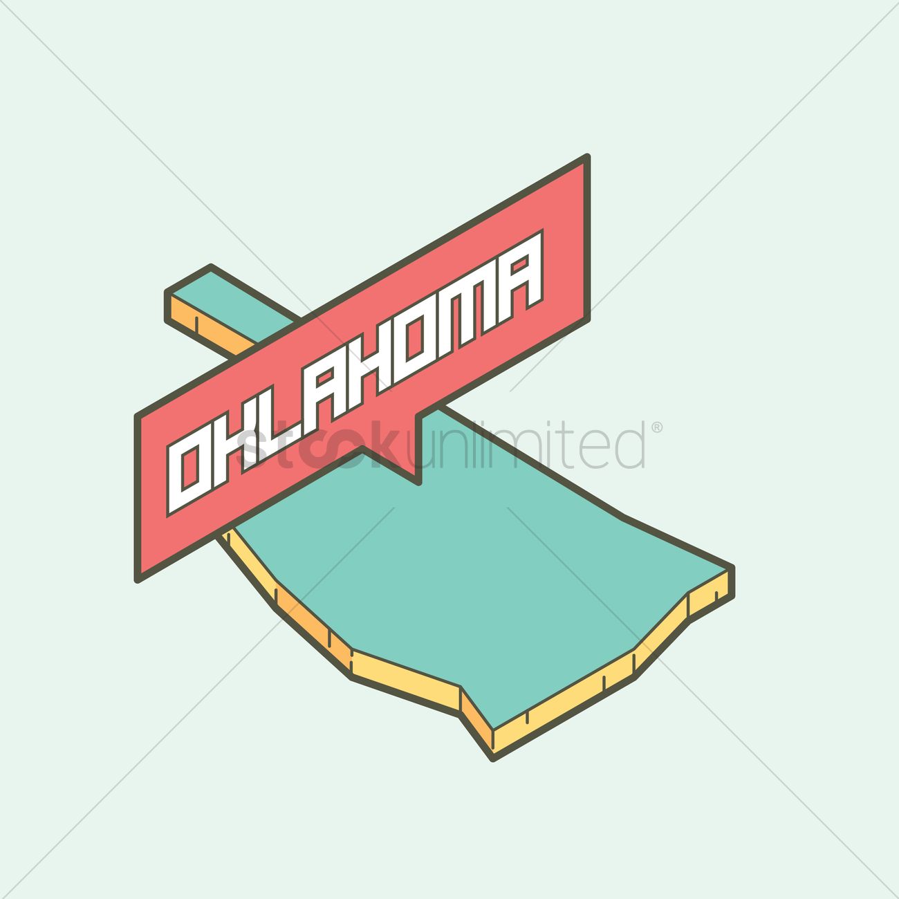 1300x1300 Map Of Oklahoma State Vector Image